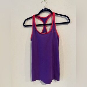 Nike women’s size small racer back athletic tank top retro vibes pink & purple